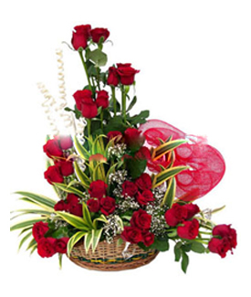 Red Roses Basket Arrangement